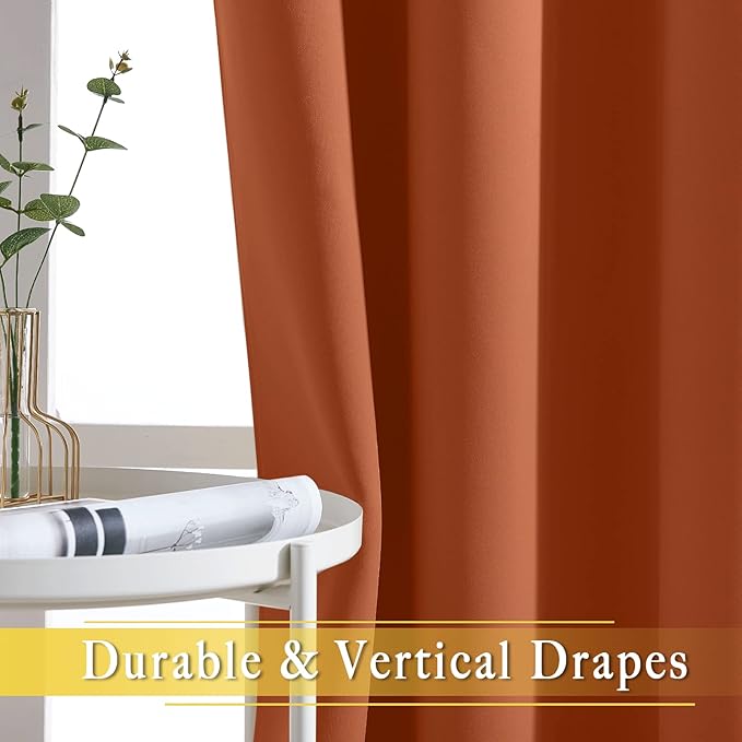NICETOWN Room Divider Curtain 132 Inches Long, Wide Blackout Sliding Door Curtain for Bedroom, Room Darkening Privacy Window Curtain for Patio Door (1 Panel Set, Burnt Orange, 80 x 132 Inch) NICETOWN