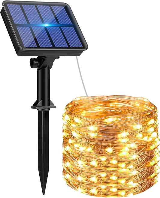 btfarm Solar String Lights for Outside - 80LED 33FT Solar Fairy Lights Outdoor Waterproof 8 Modes, Copper Wire Solar Powered Twinkle Lights for Tree Garden Christmas Wedding Party Decor, Warm White btfarmdecorativelighting