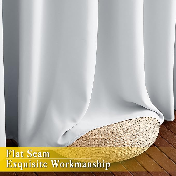 NICETOWN Greyish White Sliding Door Curtain 118 inch Length, Grommet Room Darkening Thermal Curtain Extra Long Sound Dampening for Living Room/Bedroom, W80 x L118, 1 Panel NICETOWN