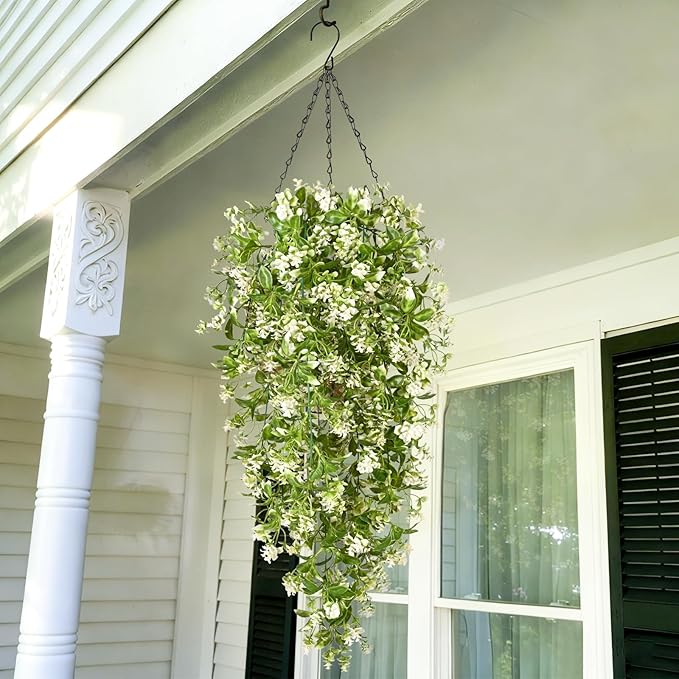 Waipfaru 4pcs Fake Hanging Plants, Artificial Hanging Flowers Faux Ivy Pothos Vines Greenery for Wall Home Bedroom Living Room Aesthetic Kitchen Office Aesthetic Kitchen Indoor Outdoor Decor Waipfaru