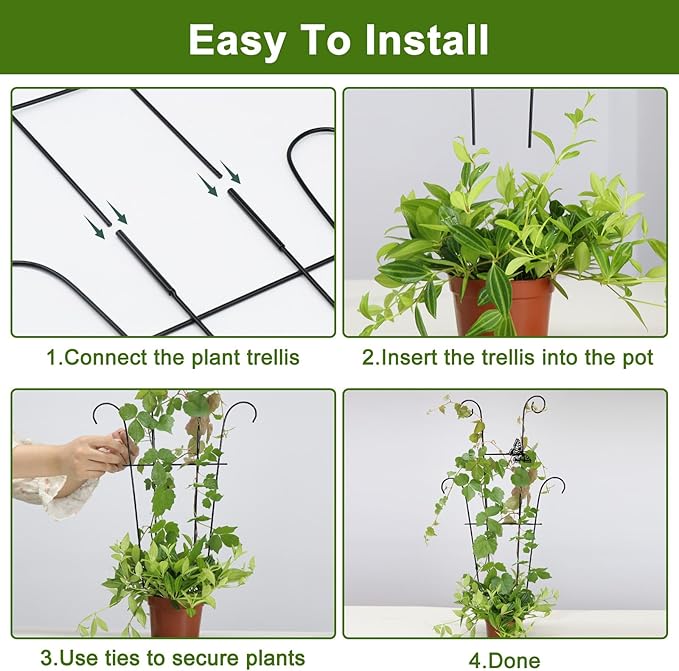 23in Plant Trellis Indoor, Trellis for Potted Plants with Butterfly, Garden Trellis Climber Support for Climbing Plants Pothos Hoya Vine Xeeol