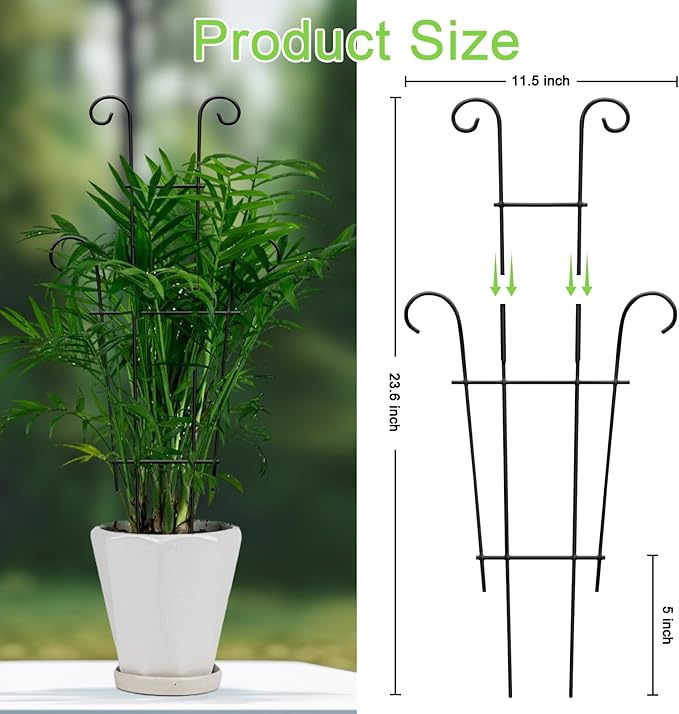 Plant Trellis for Potted Plants 2p, Larger 23in Garden Trellis for Climbing Plants Indoor Outdoor, Rustproof House Plant Support Stakes for Pothos Hoya Ivy Flower Xeeol