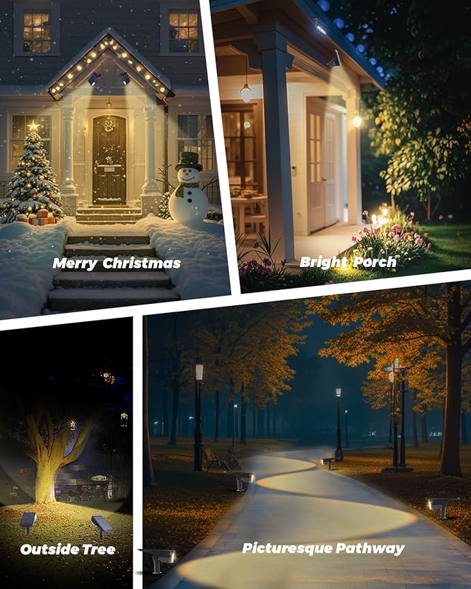 6 Pack Solar Powered Outdoor Spot Lights Outside Waterproof 20 LEDs Landscape Spotlights Dusk to Dawn for House Yard Tree, Plants, Walls, Path, Garden, Statues, Superior Accent Lamp Warm White Polighty