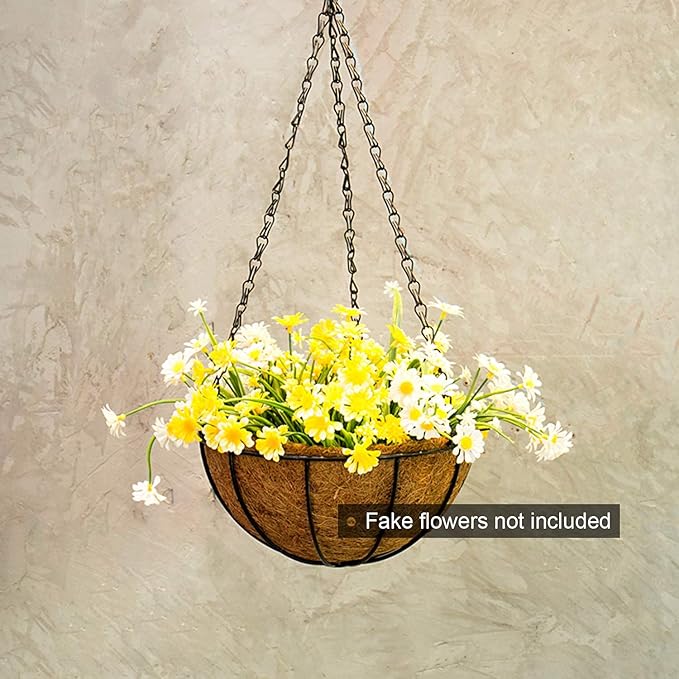 Tosnail 3 Pack 10" Metal Hanging Flower Pots Hanging Planters Plant Basket with Coco Fiber Liners Tosnail