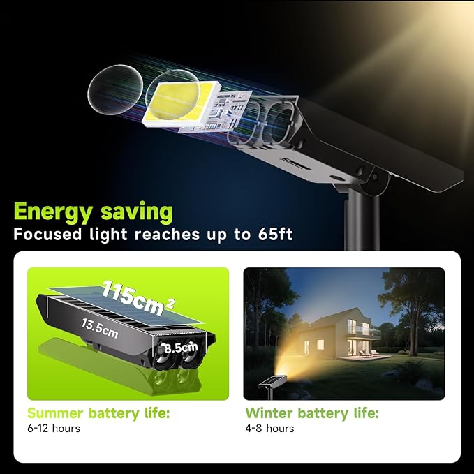 Solar Spotlights Outdoor Waterproof- 2 IN 1 Solar Spot Lights Outdoor with 2 Lighting Modes & PC Light Guide Column for Garden Yard Pathway | Warm Yellow 3000k Spotlights | IP65 Waterproof | 4 Pack Rootora