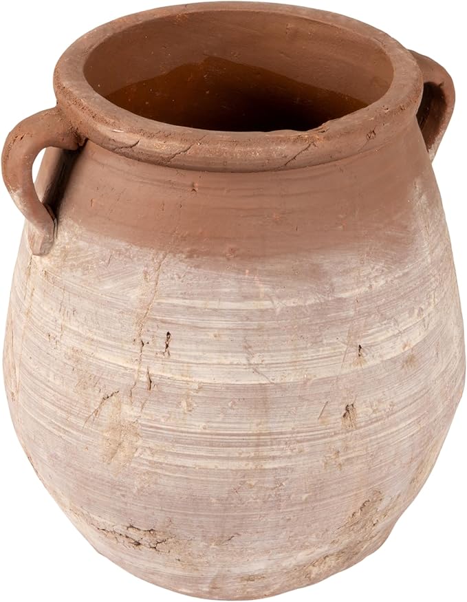 Creative Co-Op Large Orange & Whitewashed Terracotta Urn CreativeCo-Op