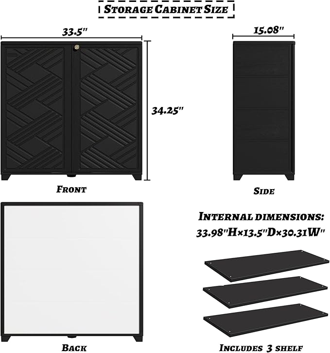 Outdoor/Indoor Storage Box,Resin and Plastic Storage Cabinet Waterproof,Outdoor Cabinet for Patio/Garden/Balcony/Backyard/All Room(with 3 Shelves)-Black Mrosaa