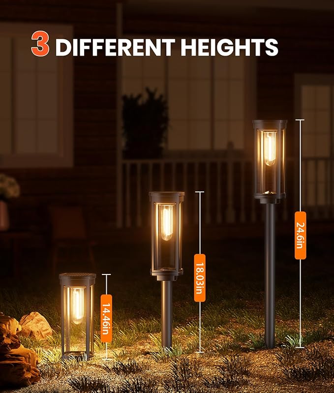 4 Pack Solar Pathway Lights Outdoor, Modern Super Brightness LED Solar Path Lights, IP65 Waterproof Garden Solar Powered Landscape Lighting for Outside Yard Garden Driveway Walkway Décor NEWMESSI