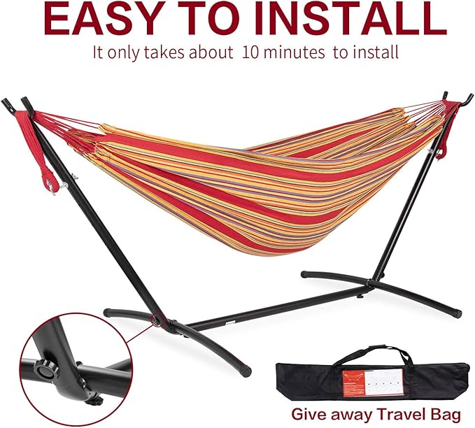 PNAEUT Hammocks and Stand Double (Red) PNAEUT