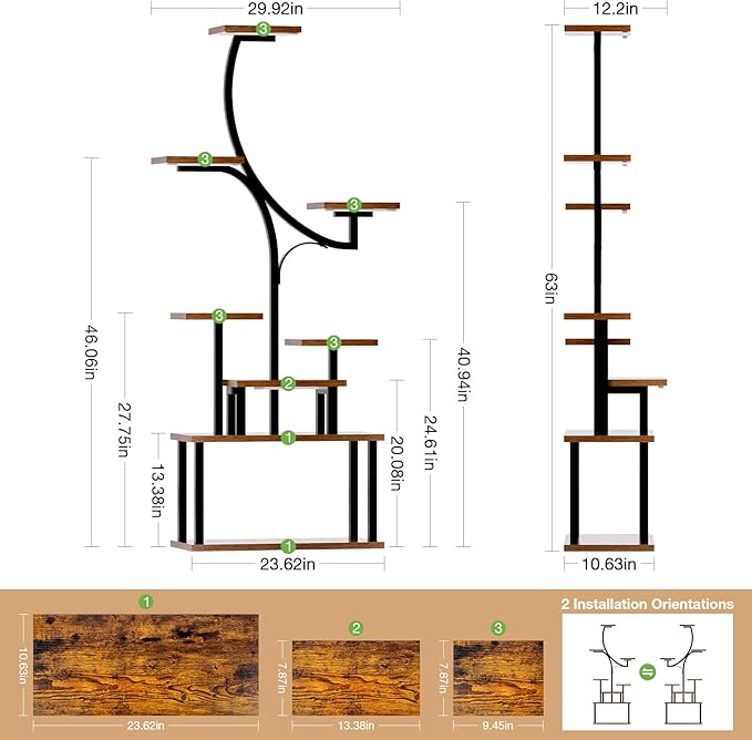[2026 New Upgraded] Plant Stand Indoor with 4 Grow Lights & 3 Colors, 8 Tiered Corner Plant Shelf, 63" Tall Plant Stands for Indoor Plants Multiple, Metal Flower Display Shelves Holder for Home softeen