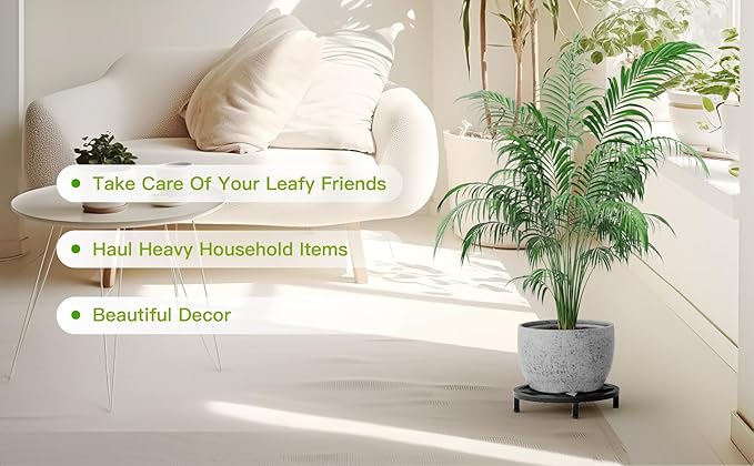 Zhongma 2 Pack 11.8" Fully Assembled Sturdy Potted Plant Stand Flower Pot Holder Heavy Duty Construction, Low Plant Stand for Home Indoor and Outdoor, Sturdy plant riser and saucer without Installation Required Zhongma