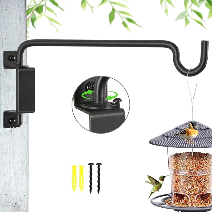 12" 360° Swivel Plant Hanger - Heavy Duty Solid Steel Wall Hook, 12-Directional Adjustable for Bird Feeders, Outdoor/Indoor Plants, Garden & Patio YELOKIE
