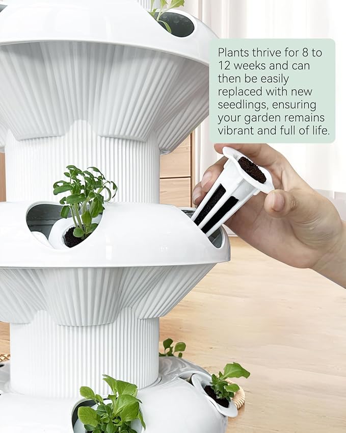 Vertical Hydroponics Growing System Kit, Indoor Outdoor Gardening System Kits, Herb & Fruits Growing Hydroponic Tower, 6 Layers (36 Pods) sjzxuv