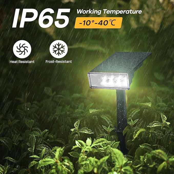 Consciot Solar Spot Lights Outdoor, 4 Pack, White, 600 Lumens, IP65 Waterproof, 6500K Daylight, Solar Landscape Lights for Yard Garden Tree House Consciot