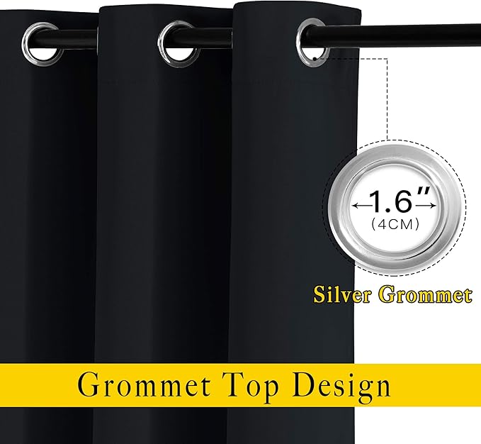NICETOWN Black Out Dooway Curtain 80 inches Long, Grommet Thermal Insulated Window Treatment Light & Sound Blocking Drapes for Living Room/Hallway, W52 x L80, 1 Panel NICETOWN