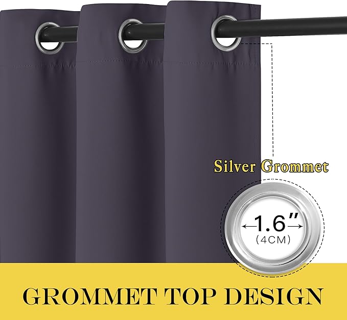 NICETOWN Greyish Purple Blackout Curtains 84 inch Length, Grommet Top Room Darkening Drapes for Bedroom Living Room, Light Blocking Window Covering for Privacy (W66 x L84 Inch, 1 Panel) NICETOWN