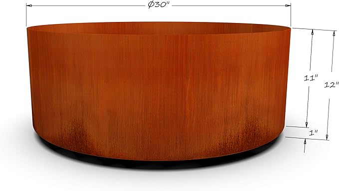 Plantercraft Corten Steel Planter - 30x12 Inch Large Round Planters for Outdoor Plants - Extra Large Outdoor Planters for Modern Patio, Deck & Landscape Design Plantercraft