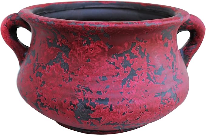 Egyptian Era Designed Earthen Ware Terra-Cotta Vessel/Planter with Looped Handles (Red) Goodman+and+Wife
