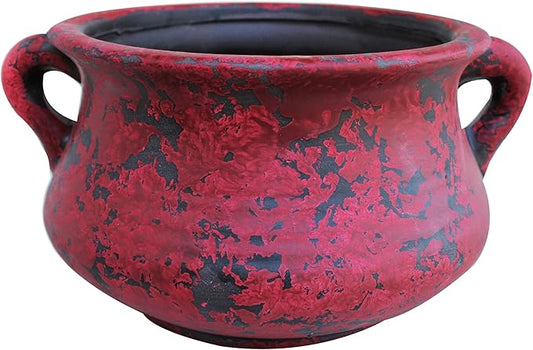 Egyptian Era Designed Earthen Ware Terra-Cotta Vessel/Planter with Looped Handles (Red) Goodman+and+Wife