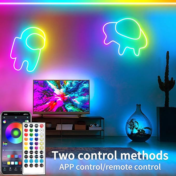 66FT Neon LED Rope Lights IP65 Waterproof LED Lights for Bedroom Flexible LED Light Strip with Remote/APP Control RGB Lighting Strip for Indoors Outdoors Bedroom Room Home Décor segrass
