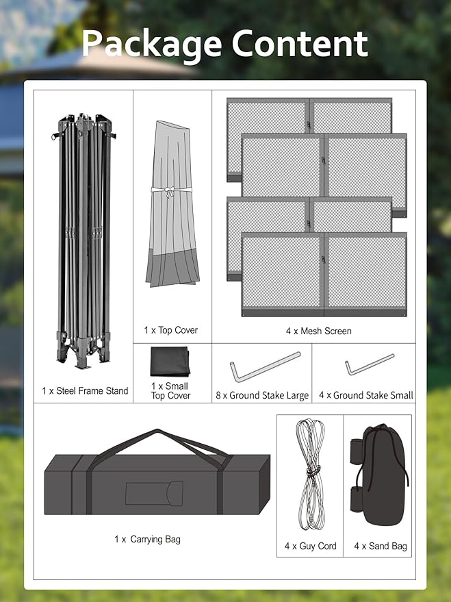 13 X 13FT Pop Up Gazebo, Canopy Tent, Gazebos on Clearance,Patio Folding Canopy with Mosquito Netting - Backyard Tent for Party, Wedding, Outdoor Dining, Patio, Backyard(Navy Blue+Hemp Grey) Hipicute