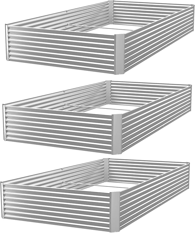 FRIZIONE 3pcs Galvanized Raised Garden Bed Outdoor,Above Ground Garden Bed for Vegetable,Metal Raised Beds for Flower,Steel Raised Beds for Gardening - 36x18 inch FRIZIONE