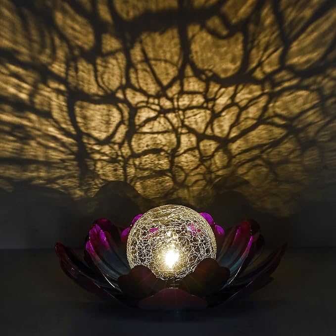 WNP Solar Lotus Flower Light Outdoor Decorations,Solar Powered Outdoor Garden Decorative,Garden Decor Birthday Gift for Women Mom Grandma Decor Light,Waterproof Metal Lotus Yard Outside Decoration WNPMakeYourLifeBeautiful