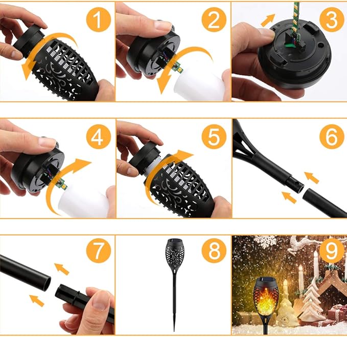 Kurifier Solar Lights Outdoor, 8Pack Solar Torch Light with Flickering Flame, Waterproof Solar Garden Light, Outdoor Solar Lights for Yard, Flame Torches for Outdoor Decorations Decor Yard Kurifier