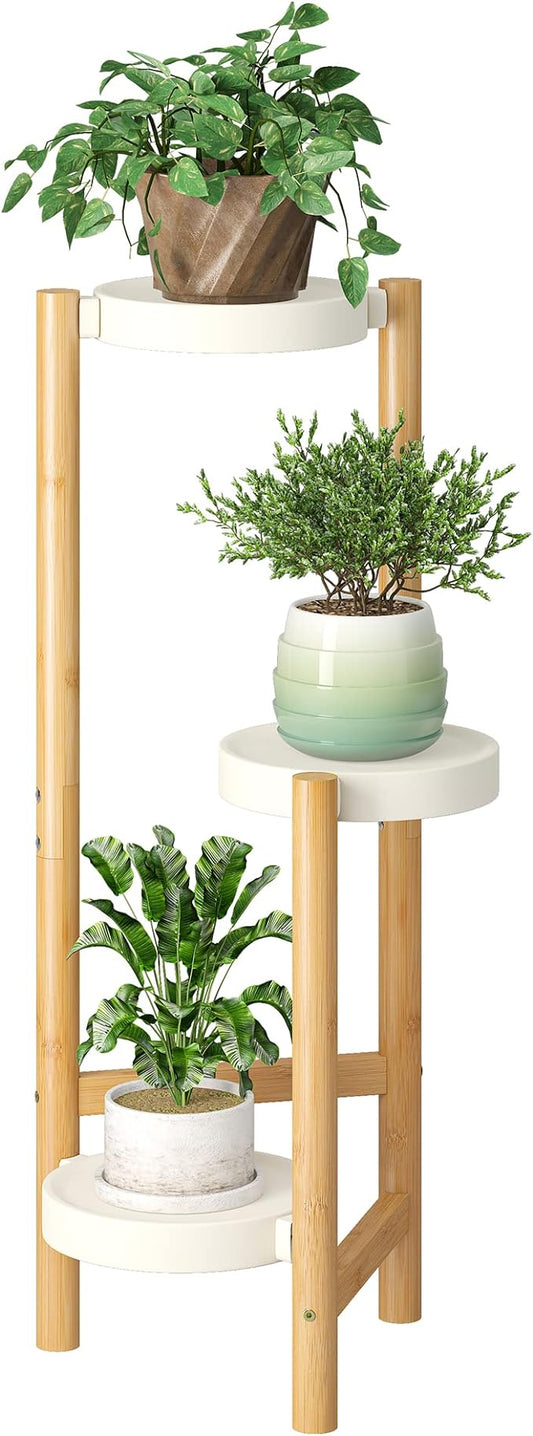 FILWH Plant Stand Indoor Outdoor Plant Rack 3 Tier 3 Potted Flower Holder Ladder Plant Stands for Balcony Window Living Room Garden Patio White FILWH
