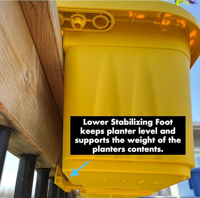 Apollo Exports International 20" Adjustable Railing Planter, Yellow Apollo+Exports+International
