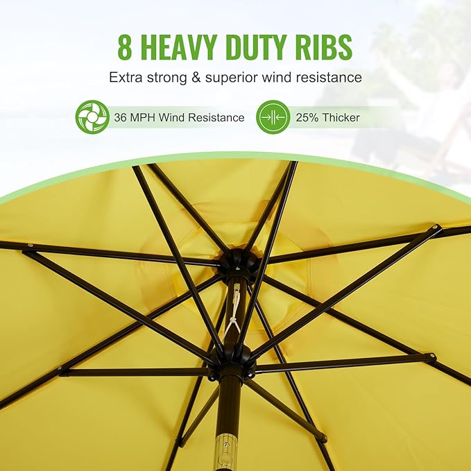 Backyard Expressions 9 ft. Patio Umbrella, Market Table Umbrella w/Tilt and Crank, 8 Ribs BackyardExpressions