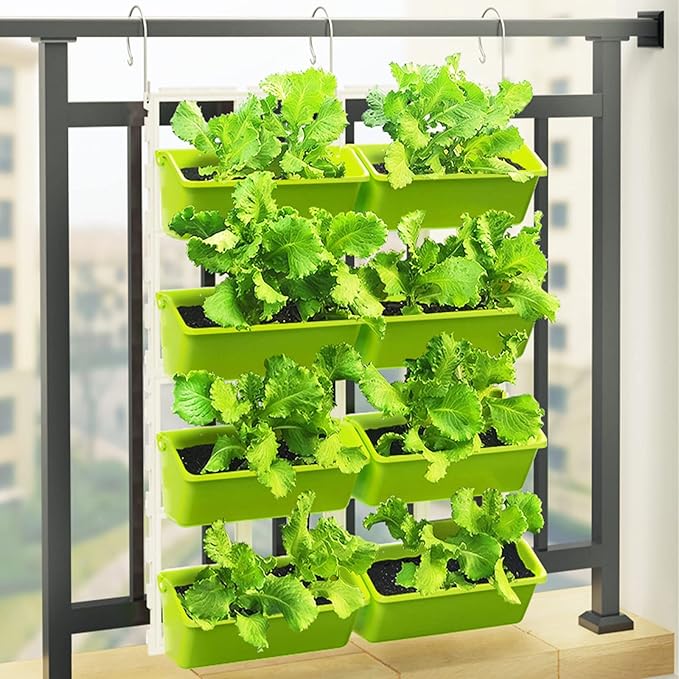 LOYALHEARTDY Vertical Garden Wall Planter Wall Mounted Planter 4-Tier Vertical Garden Planters for Growing Strawberries, Flowers, Vegetables, Herbs Indoor/Outdoor Decoration (Light Green) LOYALHEARTD