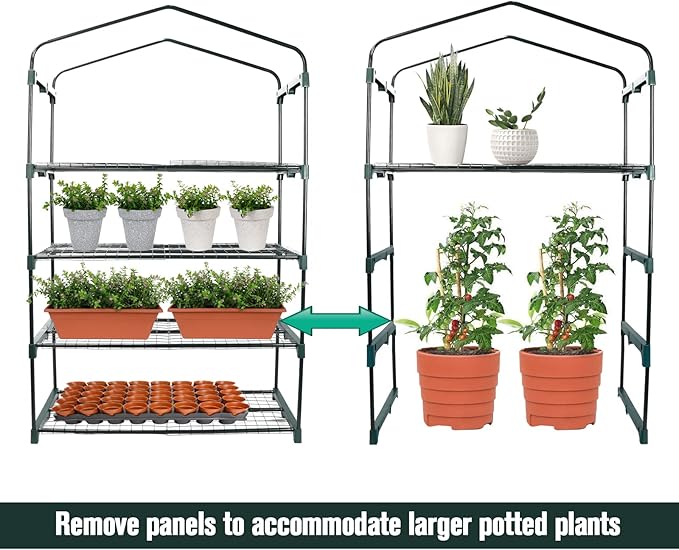 Worth Garden 50% Extra Wide Mini Greenhouse 4 Tier Portable Plant Green House 40in Wide -Sturdy Gardening Shelves with PE Cover & Roll-Up Zipper Door - Indoor & Outdoor Use - 19″W. x 40″L. x63″H. WORTH