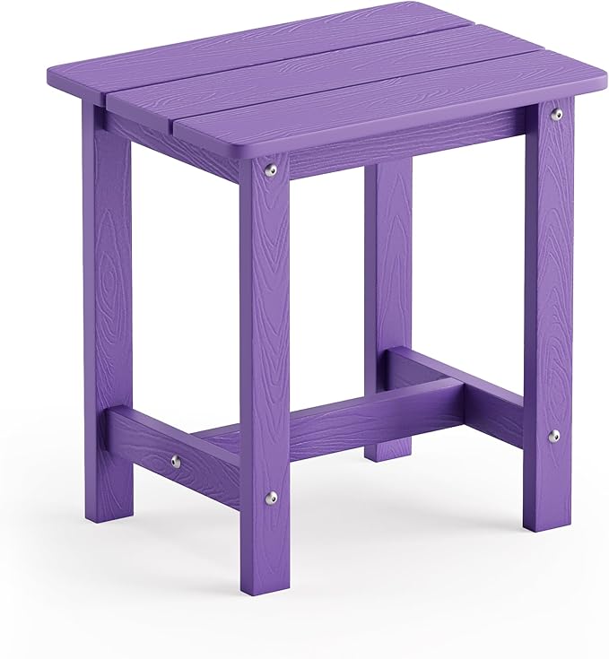 LUE BONA Outdoor Side Table, HDPS Small Outdoor Adirondack Side Tables, Outside End Table for Patio, Porch, Deck, Pool, Weather Resistant/Easy Maintenance,Purple LUEBONA