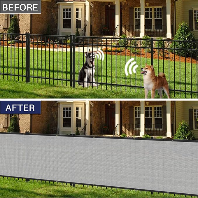 Windscreen4less Privacy Fence Screen Heavy Duty Windscreen Fencing Mesh Fabric Shade Net Cover with Brass Grommtes for Outdoor Wall Garden Yard Pool Deck, 6'x244' Light Gray Windscreen4less