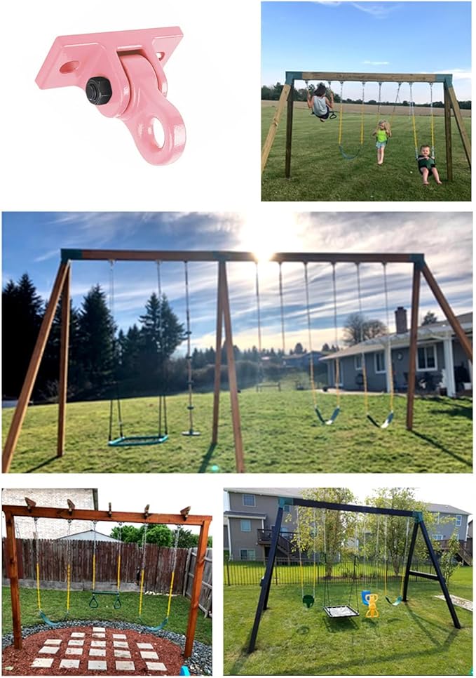 Heavy Duty Pink Swing Hangers Screws Bolts Included Over 5000 lb Capacity Playground Porch Yoga Seat Trapeze Wooden Sets Indoor Outdoor (4 Pack) ABUSA