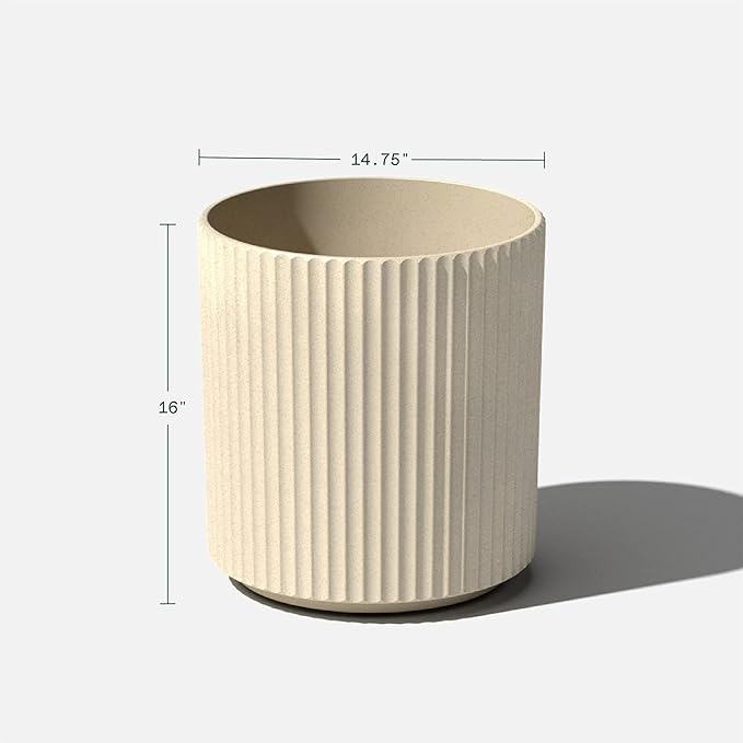 Veradek Demi Series Round Planter for Porch, Patio, Backyard | Durable Plastic-Concrete Material | Modern Décor for Tall Plants, Flowers VeradekOutdoor