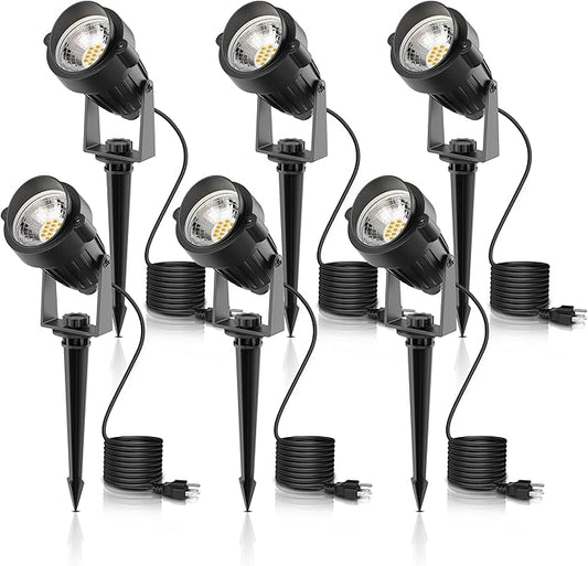 L LOHAS LED Outdoor Landscape Lighting, Auto On/Off 3000K Low Voltage Landscape Lighting, IP66 Waterproof Spot Lights for Yard, Outside, Garden, House, Pathway, Plant, Holiday Decor (6 Pack) LLOHASLED
