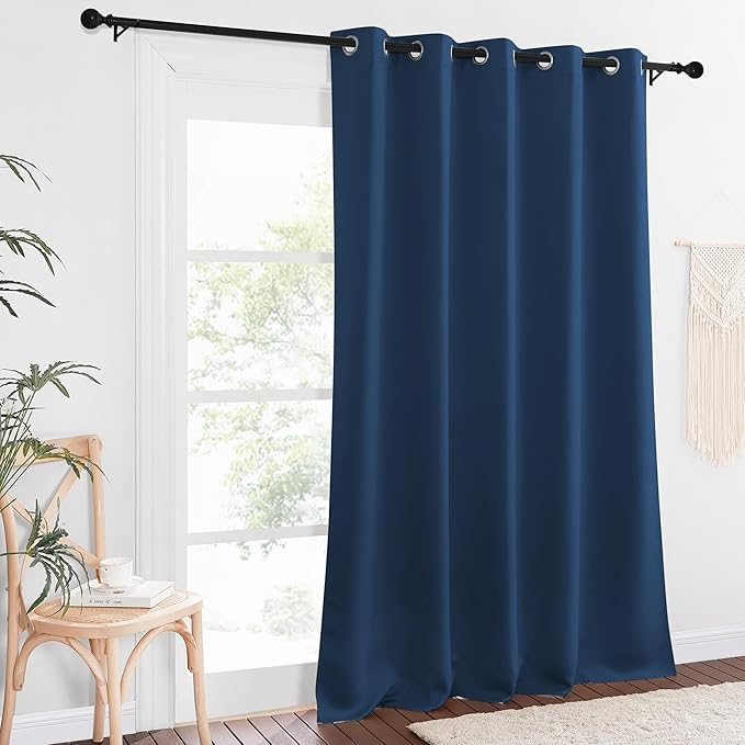 NICETOWN Blackout Curtains 84 Inch Length, Thermal Insulated Curtains for Bedroom Grommet Energy Saving Room Darkening Drapes for Living Room Window, 1 Panel, Moroccan Blue, 66" W x 102" L NICETOWN