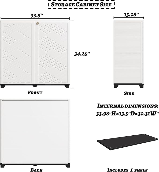 Storage Box Outdoor Caninet,Resin Indoor Storage Box Waterproof,Outdoor Storage Cabinets for Patio/Garden/Backyard(with 1 Shelf)-White Mrosaa