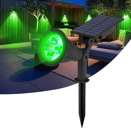 T-SUN Solar Spotlight LED Outdoor Wall Light, IP65 Waterproof, Auto-on at Night/Auto-Off by Day, 180°Angle Adjustable for Tree, Patio, Yard, Garden, Driveway, Stairs, Pool Area (Green) T-SUN