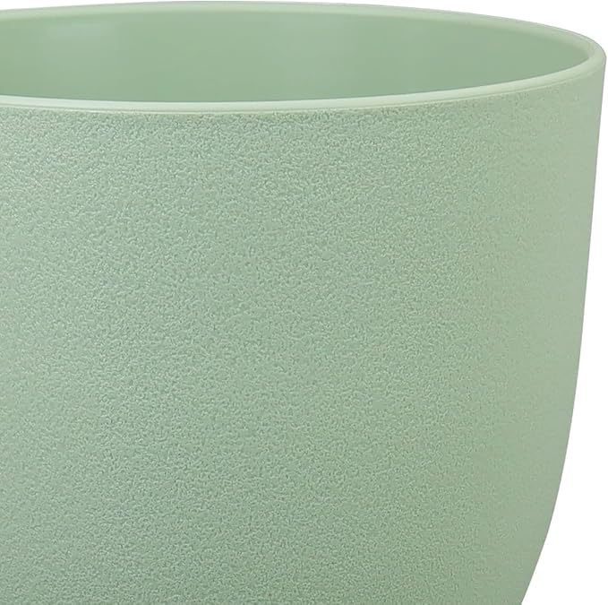 Large Plant Pots 12/10/9 inch, Set of 3 Modern Decorative Plastic Planters with Drainage Holes and Saucers, Flower Pots for Indoor Outdoor Plants, Green WSMKSZ