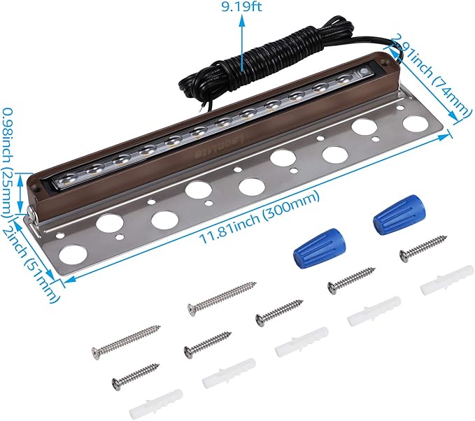 LEONLITE 8-Pack Premium Series 12 Inch Dimmable LED Hardscape Lighting 3 Way, 3W/5W/7W Retaining Wall Lights, Low Voltage Landscape Lights, 12V Paver Light, Outdoor Step Light, 3000K Warm White, ETL LEONLITE