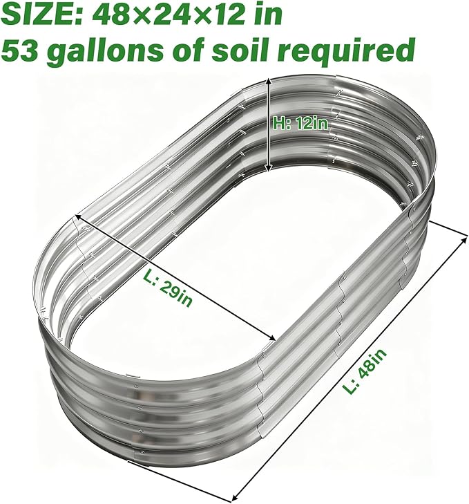 Galvanized Raised Garden Bed for Outdoor: 4X2X1ft Durable Metal Vegetable Plant Container Kit（2 Pack） Rootora