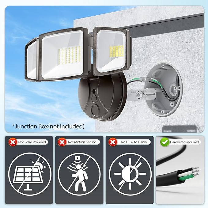 Onforu 2 Pack 75W Flood Lights Outdoor, 7000LM LED Floodlights Switch Controlled, IP65 Waterproof Exterior Lighting Fixture with 3 Adjustable Heads, 6500K Security Light for Eave Garage Yard Onforu