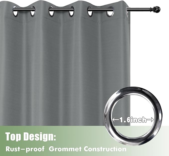 HolidayIdeas Outdoor Curtains for Patio Waterproof, 8 Panels - 54x84 Inches - Weatherproof Privacy Outsides Curtains for Cabana Porch Pergola, Sunlight & UV Blocking (Grey, Grommet Top) HolidayIdeas