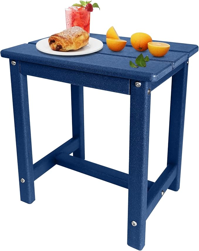 Adirondack Square Side Table,one-Tier Outdoor end Table, Patio Side Table for Pool,Porch,Backyard,Relaxing Companion (Blue) GARDENSTAR