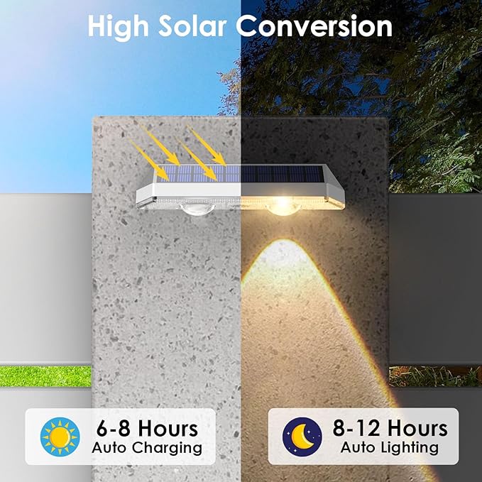 12 Pack Solar Fence Lights Outdoor Waterproof LED - 3000/4000/6000K 3 Mode, IP65 Waterproof Fence Lights Solar Powered, Solar Wall Lights for Outside, Backyard/Step/Patio/Deck Fence/Stair Railings LIANGLOME