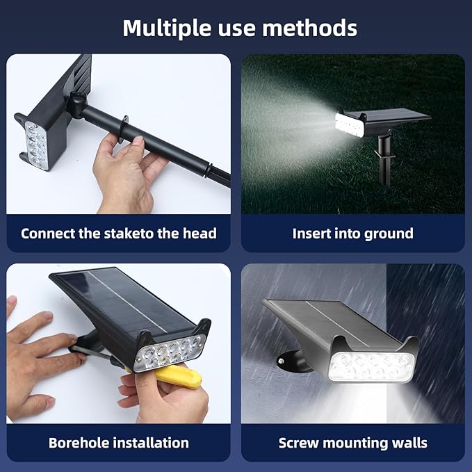 Solar Spotlights Outdoor Waterproof Landscape Path Lights Solar Dusk to Dawn Outdoor Lighting 4 Brightness Modes for Garden Pathway Tree Driveway Porch Yard HOFLYW