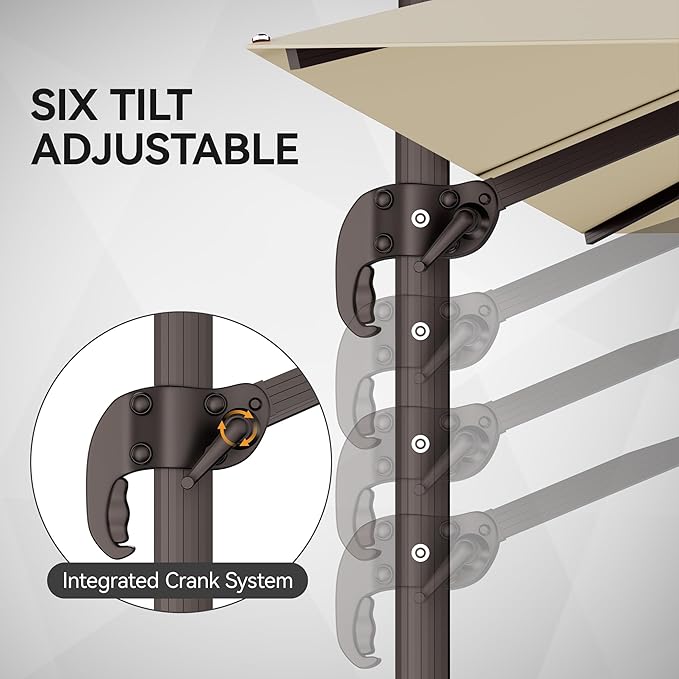 9x12FT Cantilever Patio Umbrella - Heavy Duty Double Layer Offset Design with 360° Rotation, Large Rectangle Sun Shade Umbrella for Garden, Deck, Pool, Backyard, Beige ZLACUIU